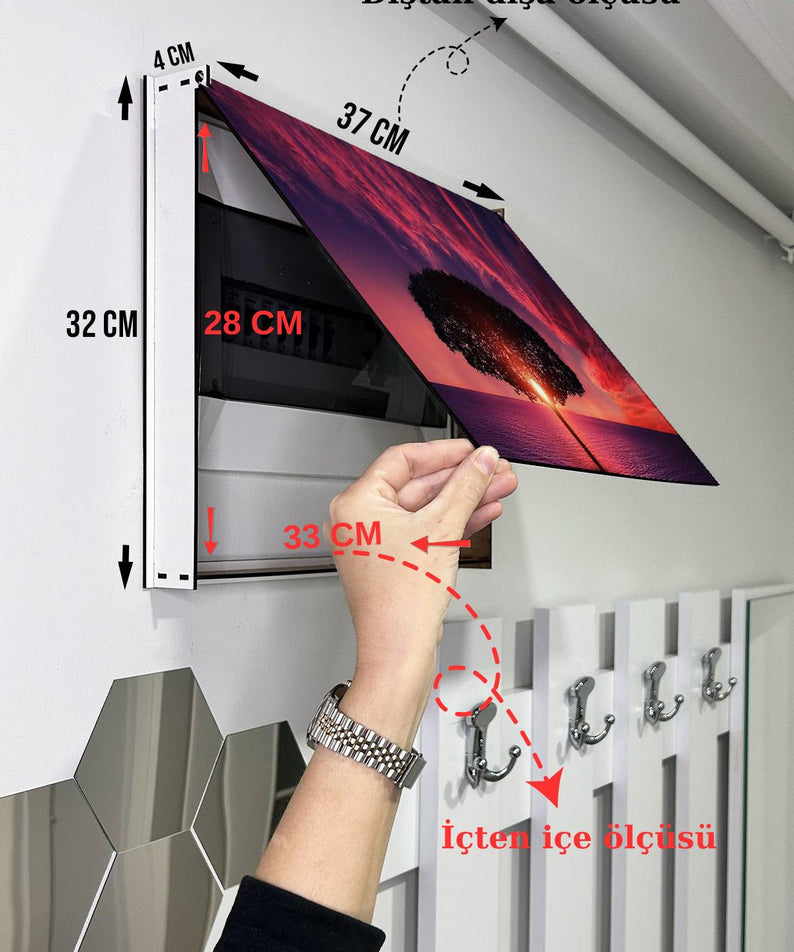 Sigorta Saklama Kutusu Aynı Zamanda Kızıl Gökyüzü Manzaralı Tablo