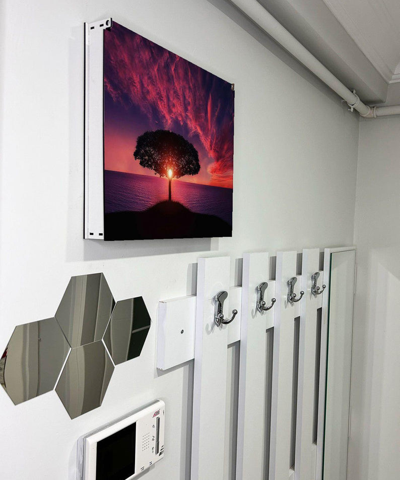 Sigorta Saklama Kutusu Aynı Zamanda Kızıl Gökyüzü Manzaralı Tablo