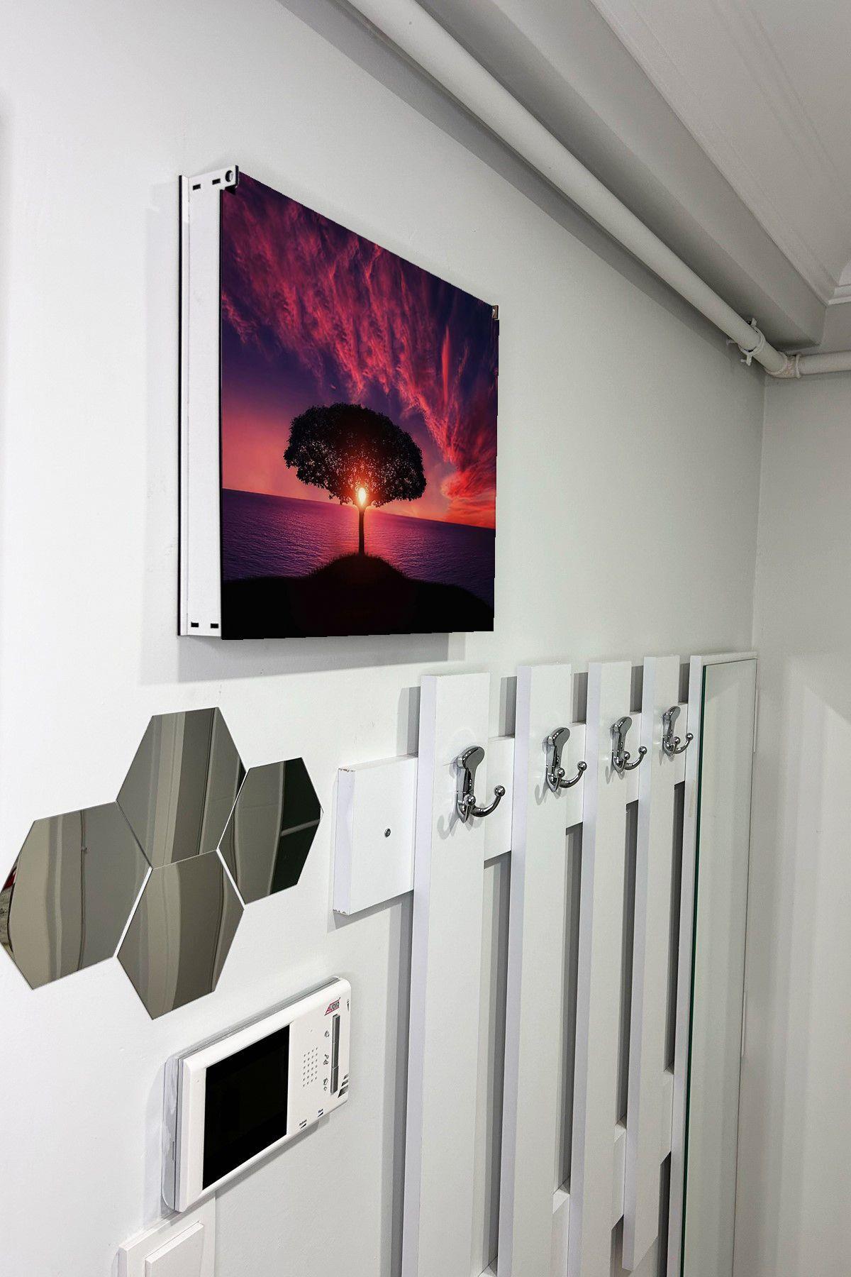 Sigorta Saklama Kutusu Aynı Zamanda Kızıl Gökyüzü Manzaralı Tablo