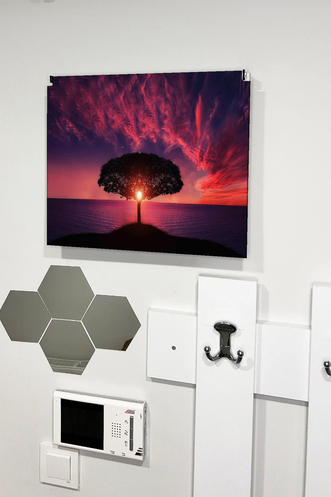 Sigorta Saklama Kutusu Aynı Zamanda Kızıl Gökyüzü Manzaralı Tablo