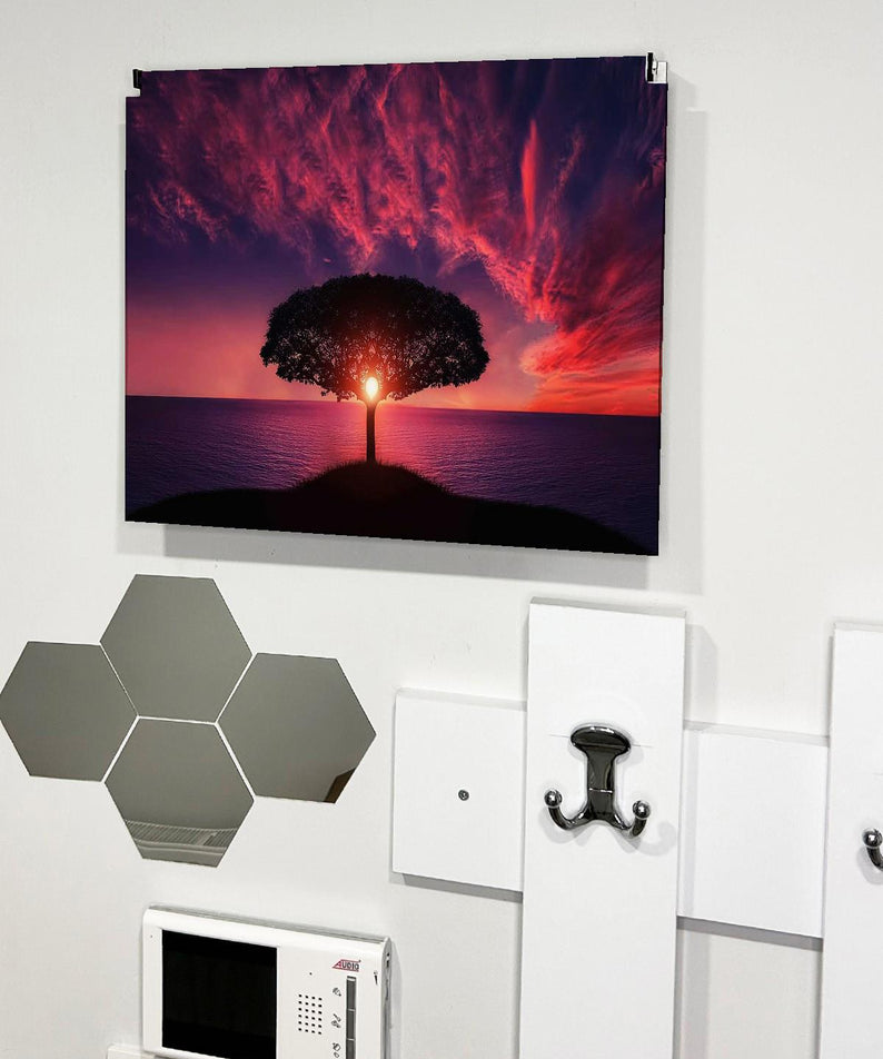 Sigorta Saklama Kutusu Aynı Zamanda Kızıl Gökyüzü Manzaralı Tablo