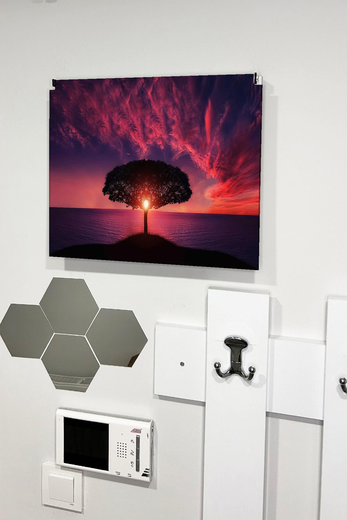 Sigorta Saklama Kutusu Aynı Zamanda Kızıl Gökyüzü Manzaralı Tablo