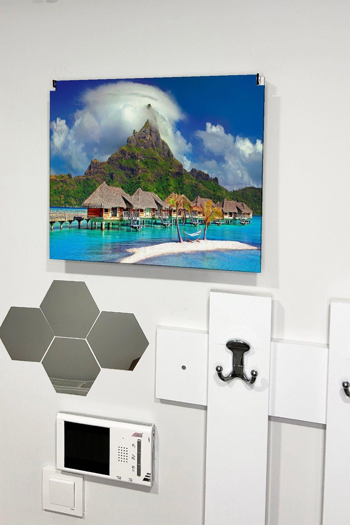 Sigorta Saklama Kutusu Aynı Zamanda Maldiv Evleri Manzaralı Tablo