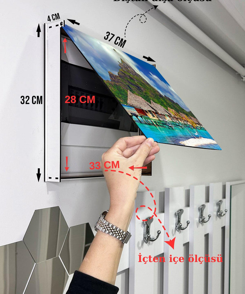 Sigorta Saklama Kutusu Aynı Zamanda Maldiv Evleri Manzaralı Tablo