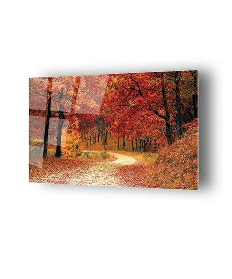Sonbahar Ağaçları Temalı Cam Tablo
