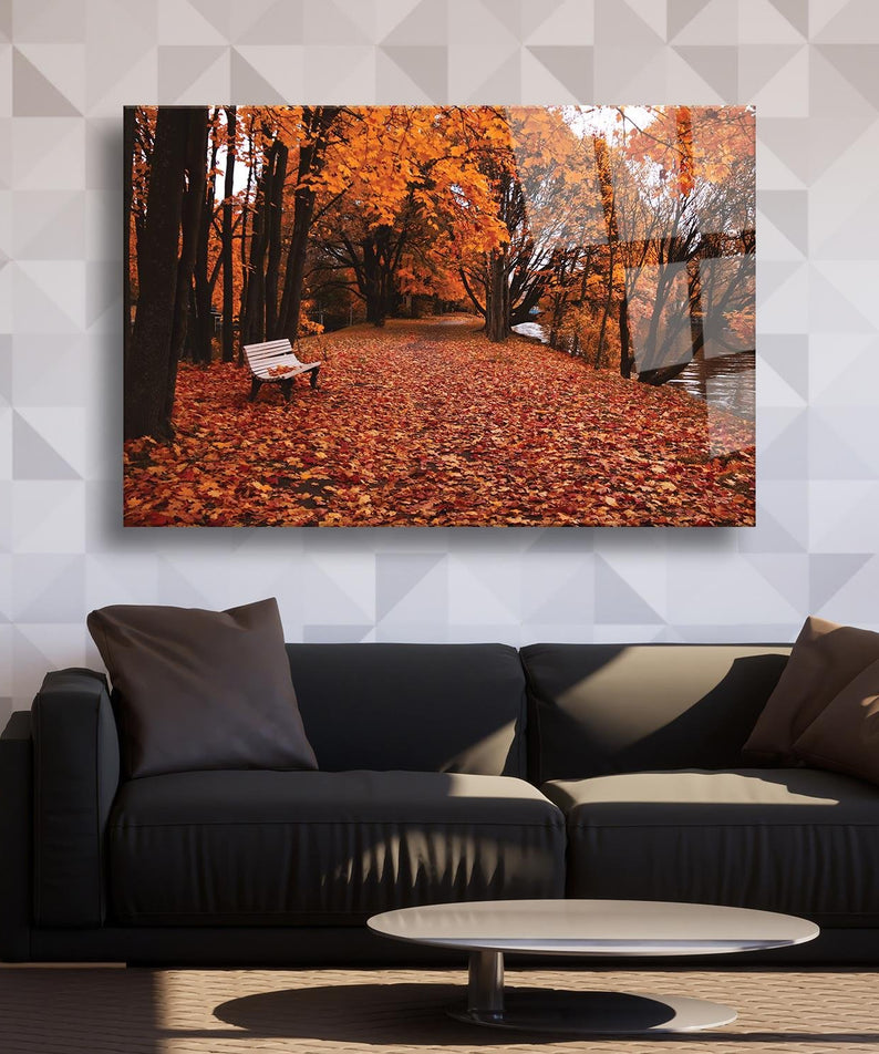 Sonbahar Temalı Cam Tablo