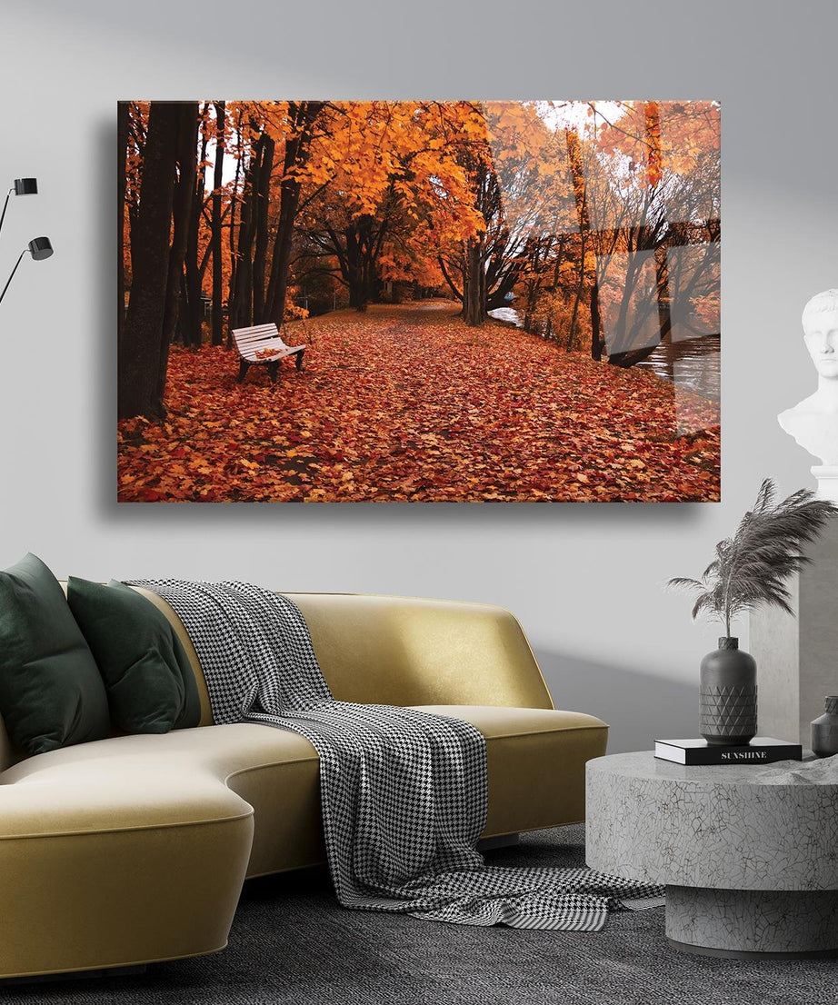 Sonbahar Temalı Cam Tablo