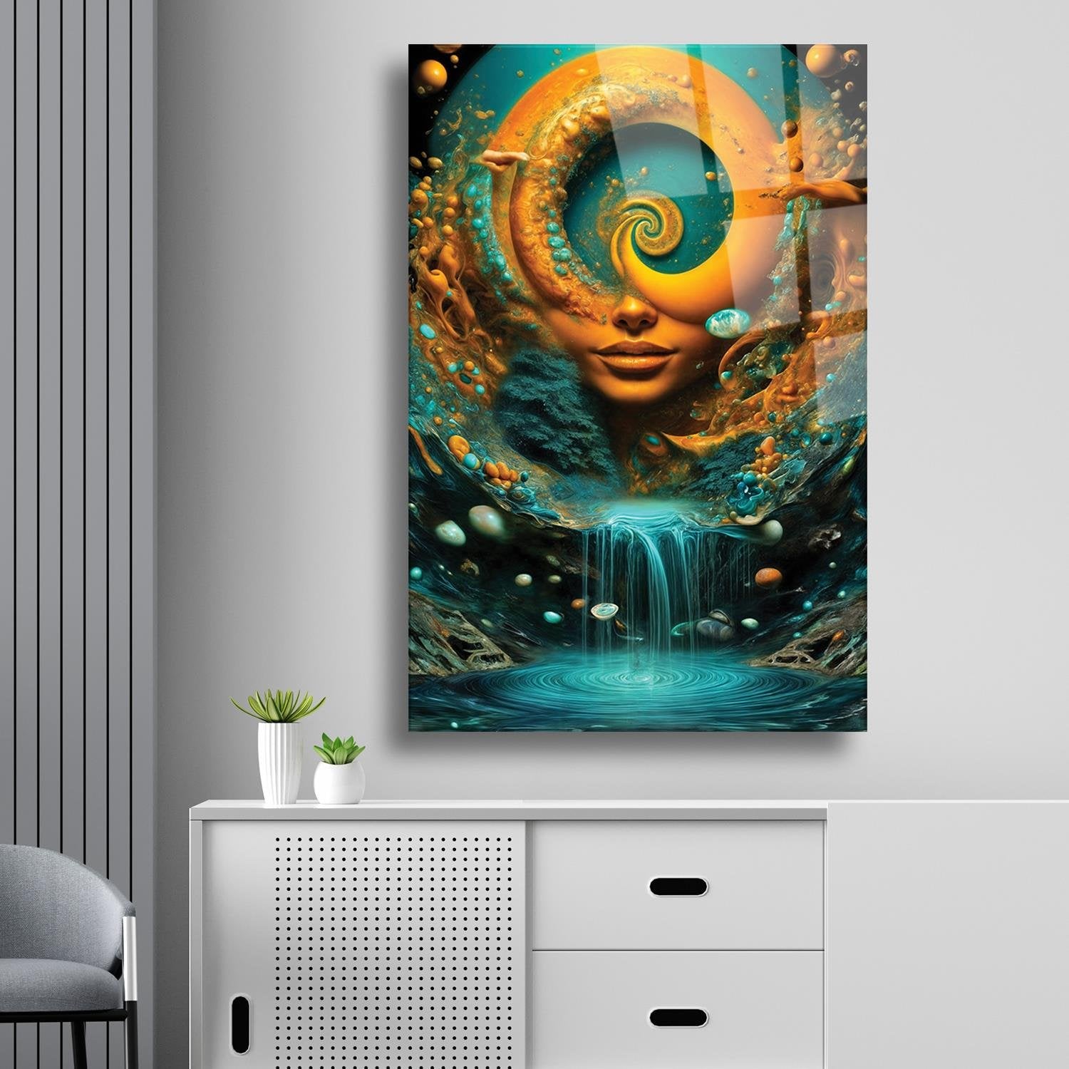 Sürrealist Derin Düşünceler Cam Tablo