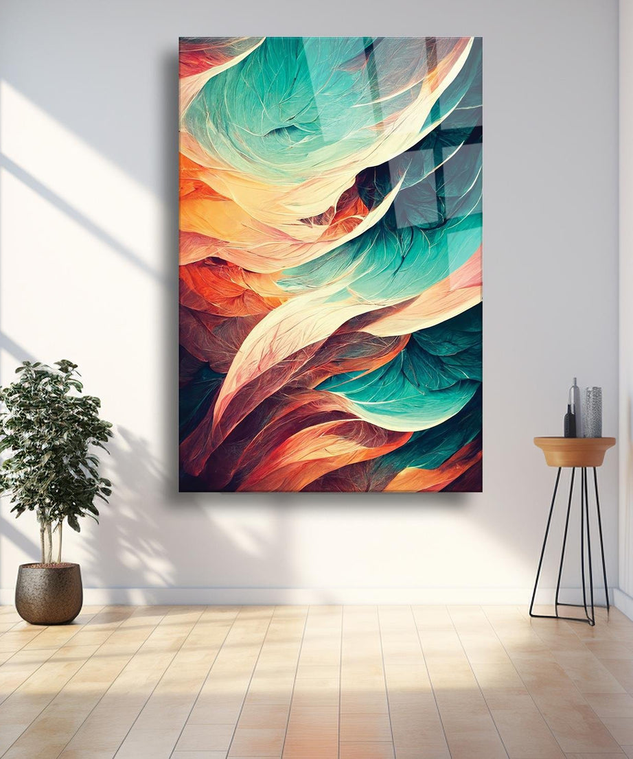 Turkuaz Sarı Kırmızı Temalı Dayanıklı Cam Tablo