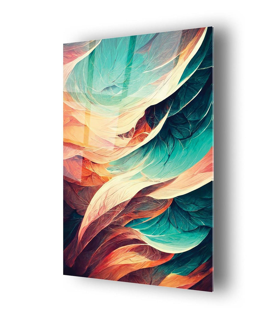 Turkuaz Sarı Kırmızı Temalı Dayanıklı Cam Tablo