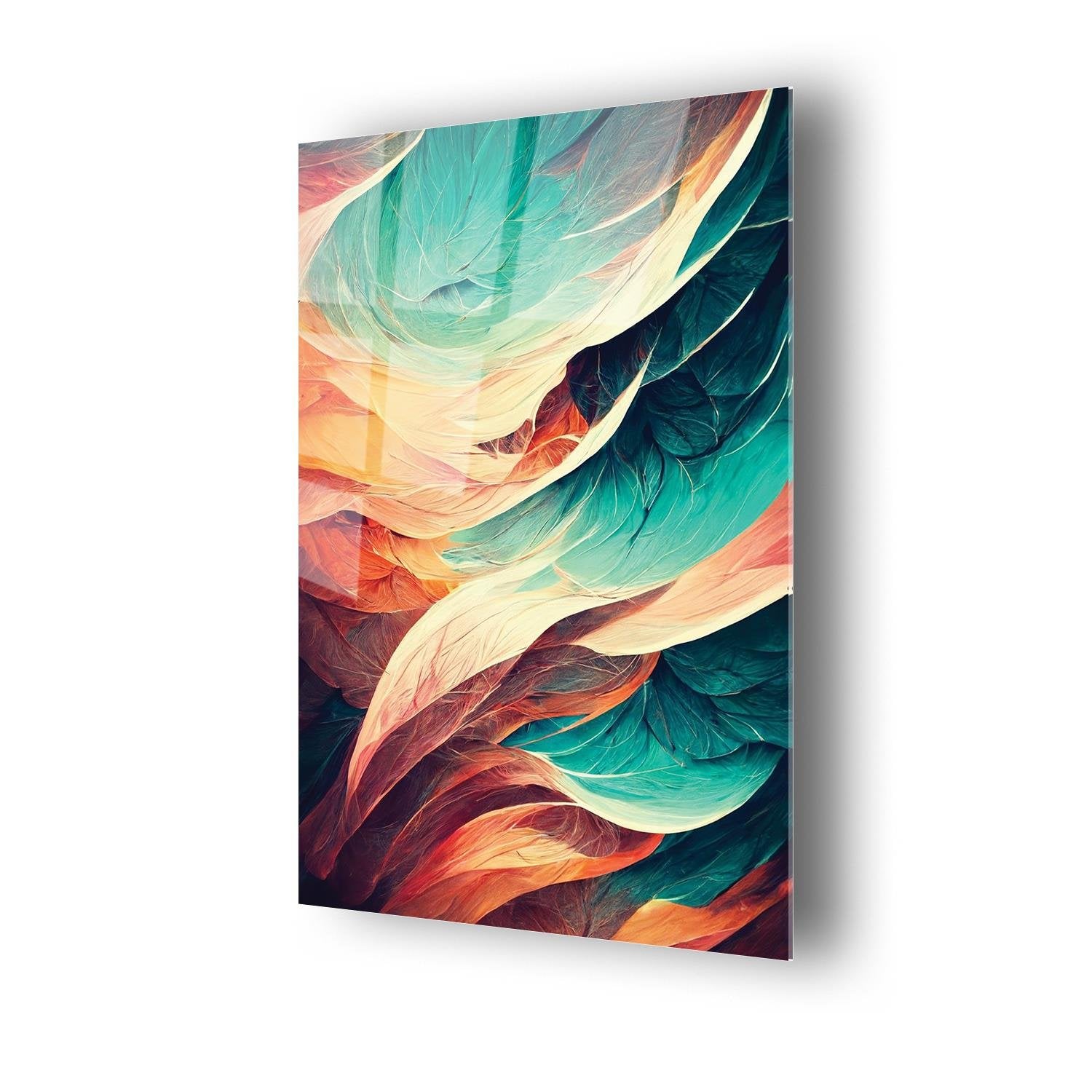 Turkuaz Sarı Kırmızı Temalı Dayanıklı Cam Tablo