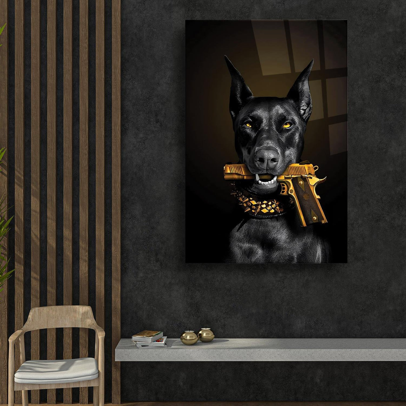 Vahşi Doberman Dayanıklı Cam Tablo