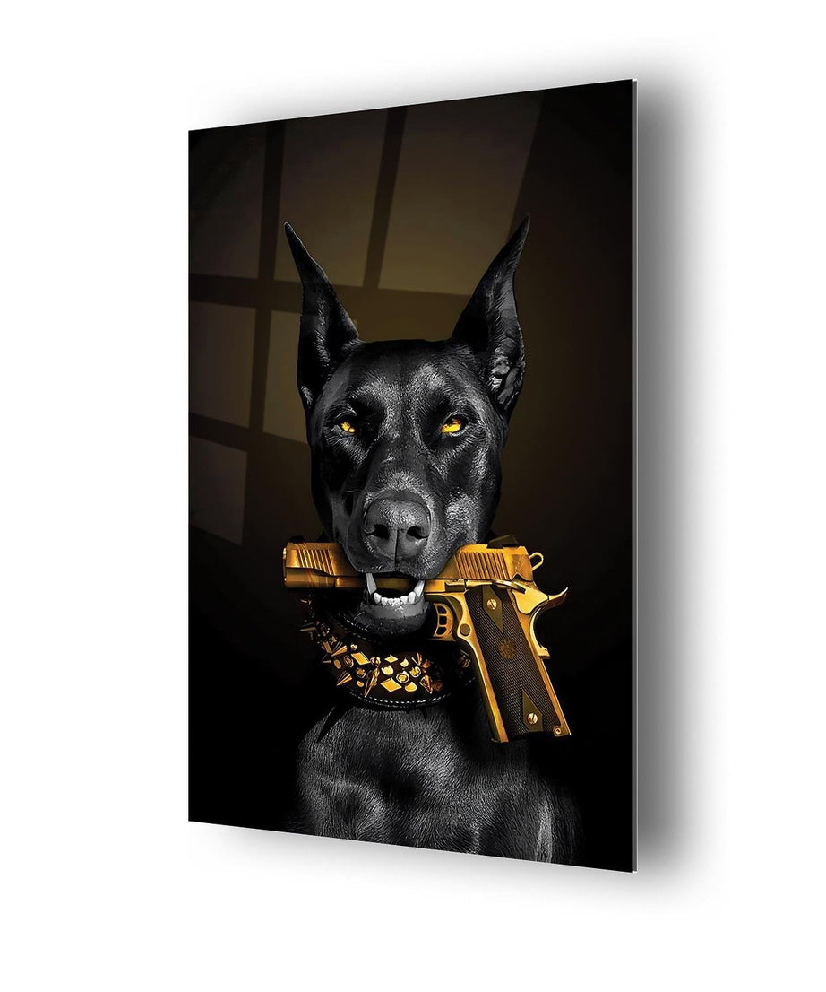 Vahşi Doberman Dayanıklı Cam Tablo