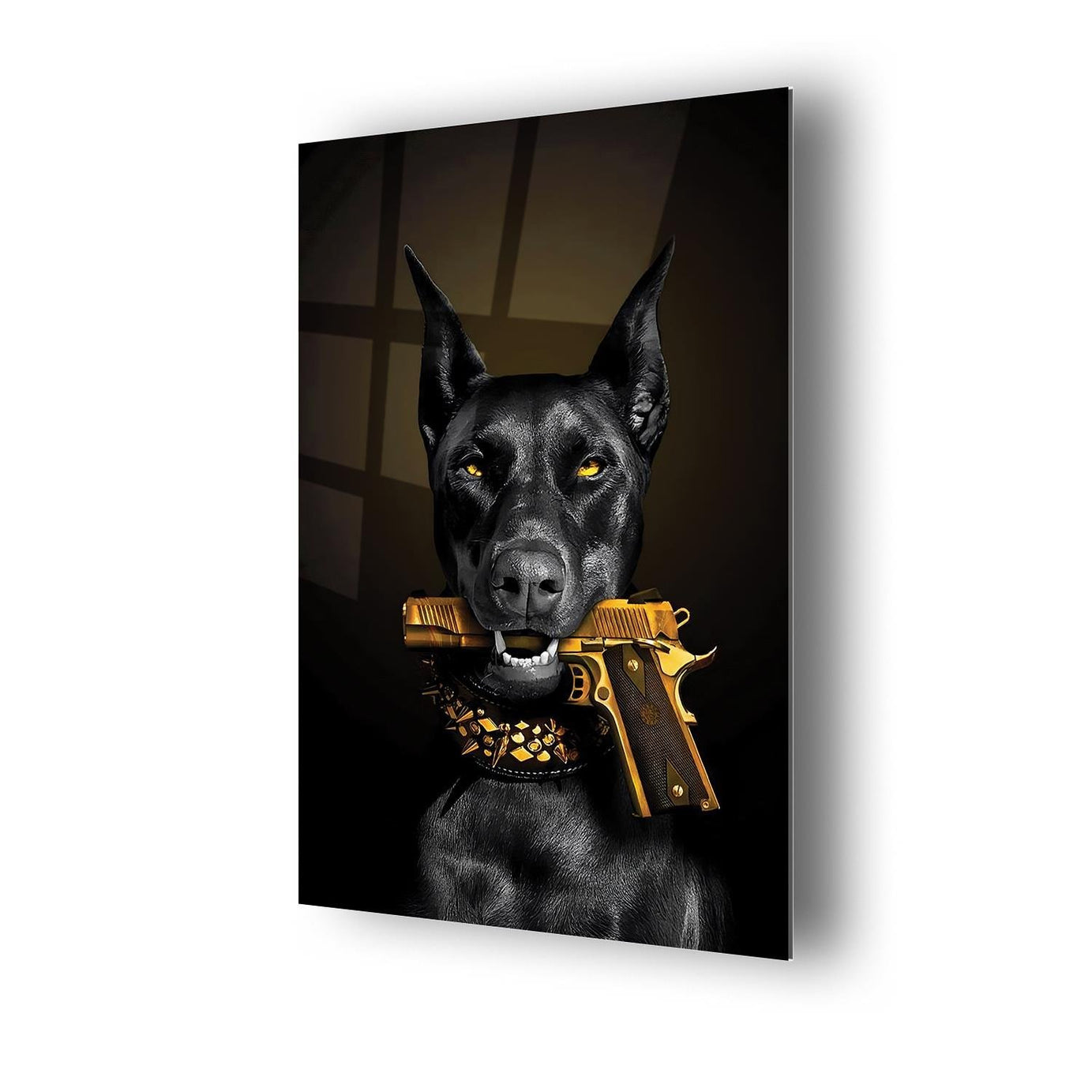 Vahşi Doberman Dayanıklı Cam Tablo