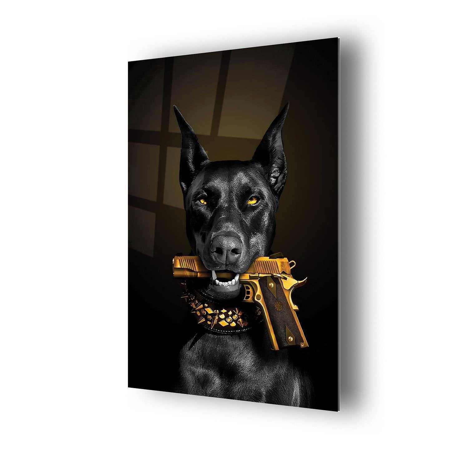 Vahşi Doberman Dayanıklı Cam Tablo