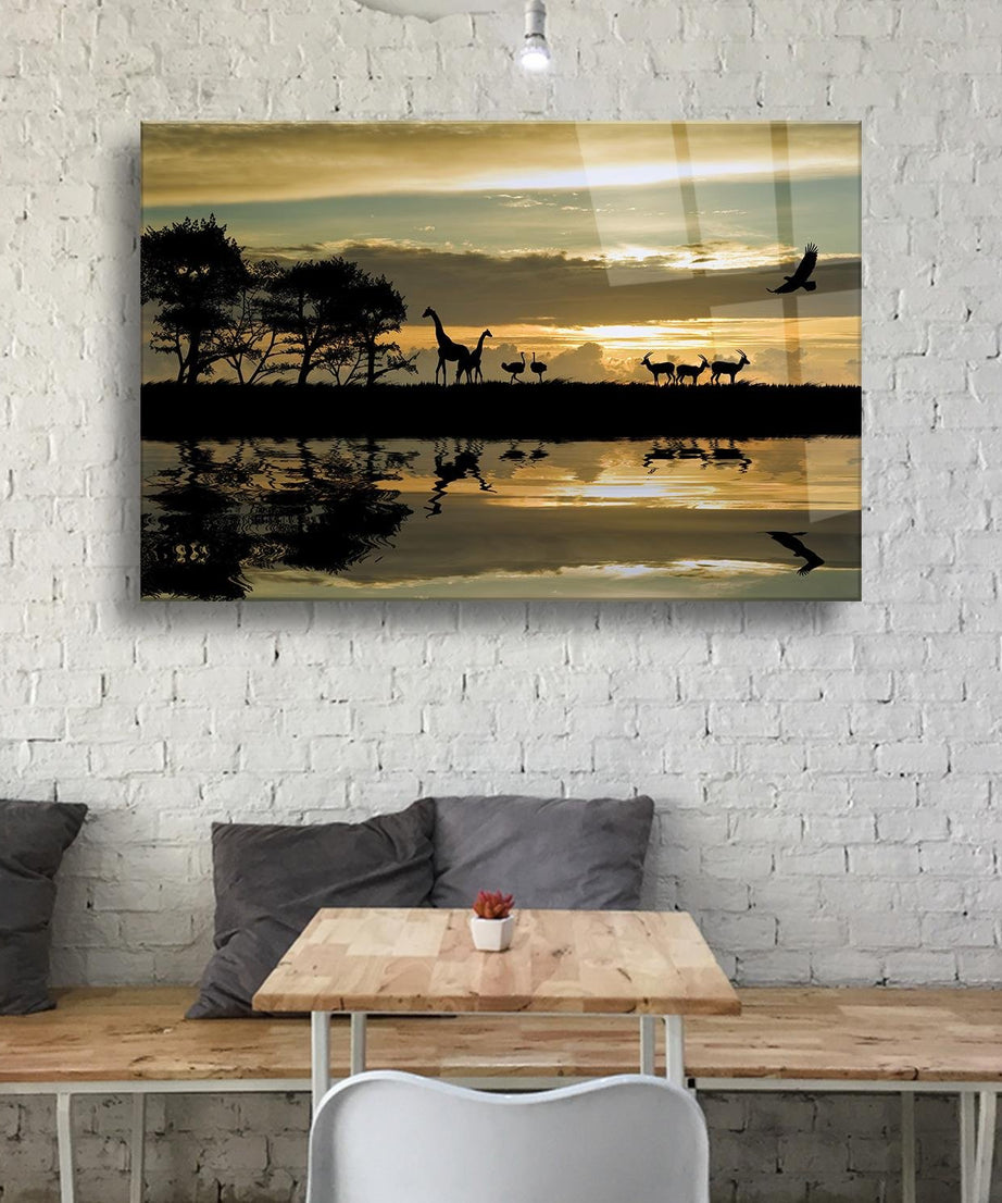 Vahşi Yaşam Temalı Cam Tablo