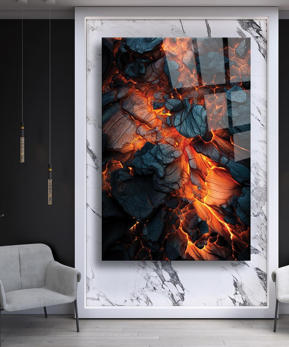 Volkanik Patlama Temalı Cam Tablo