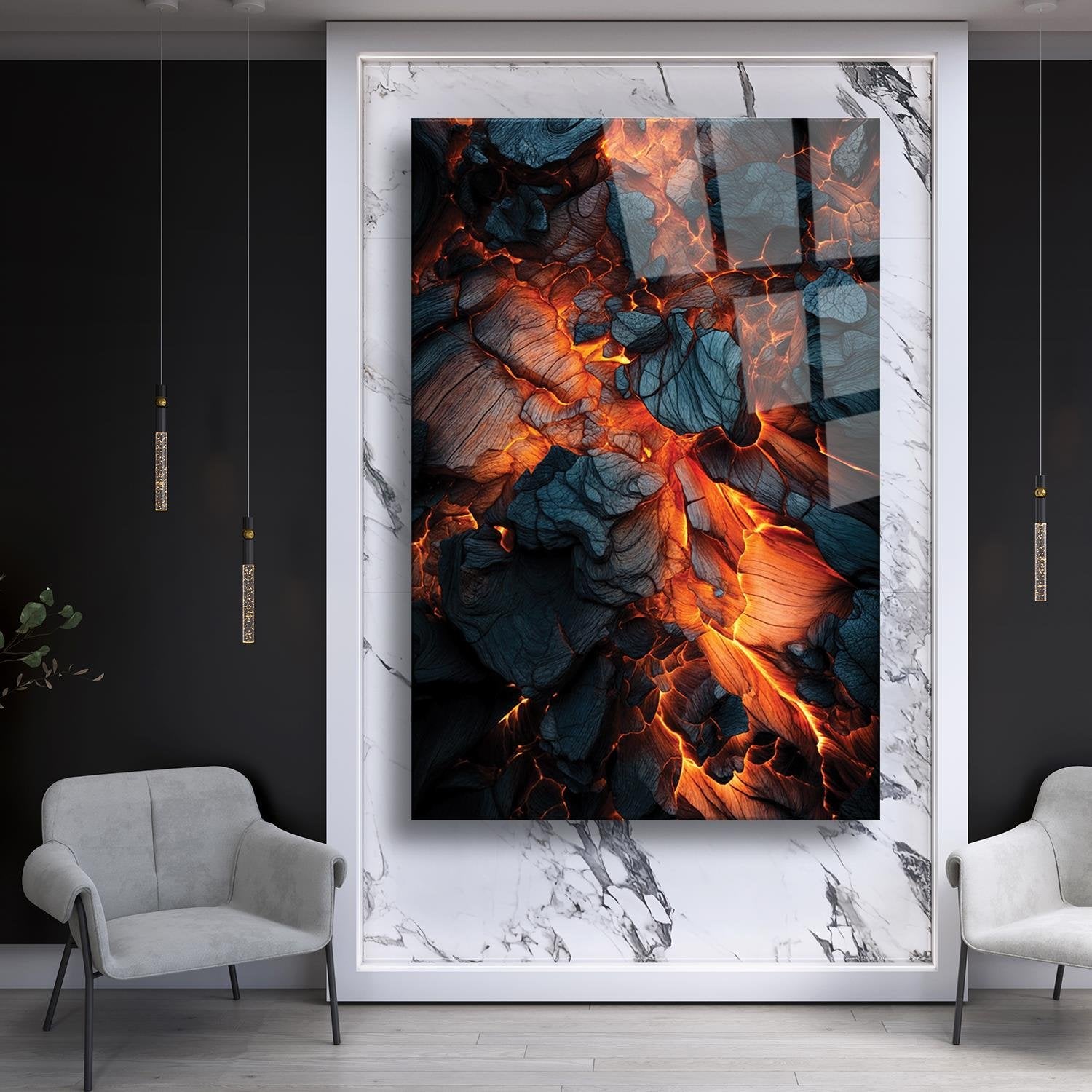 Volkanik Patlama Temalı Cam Tablo