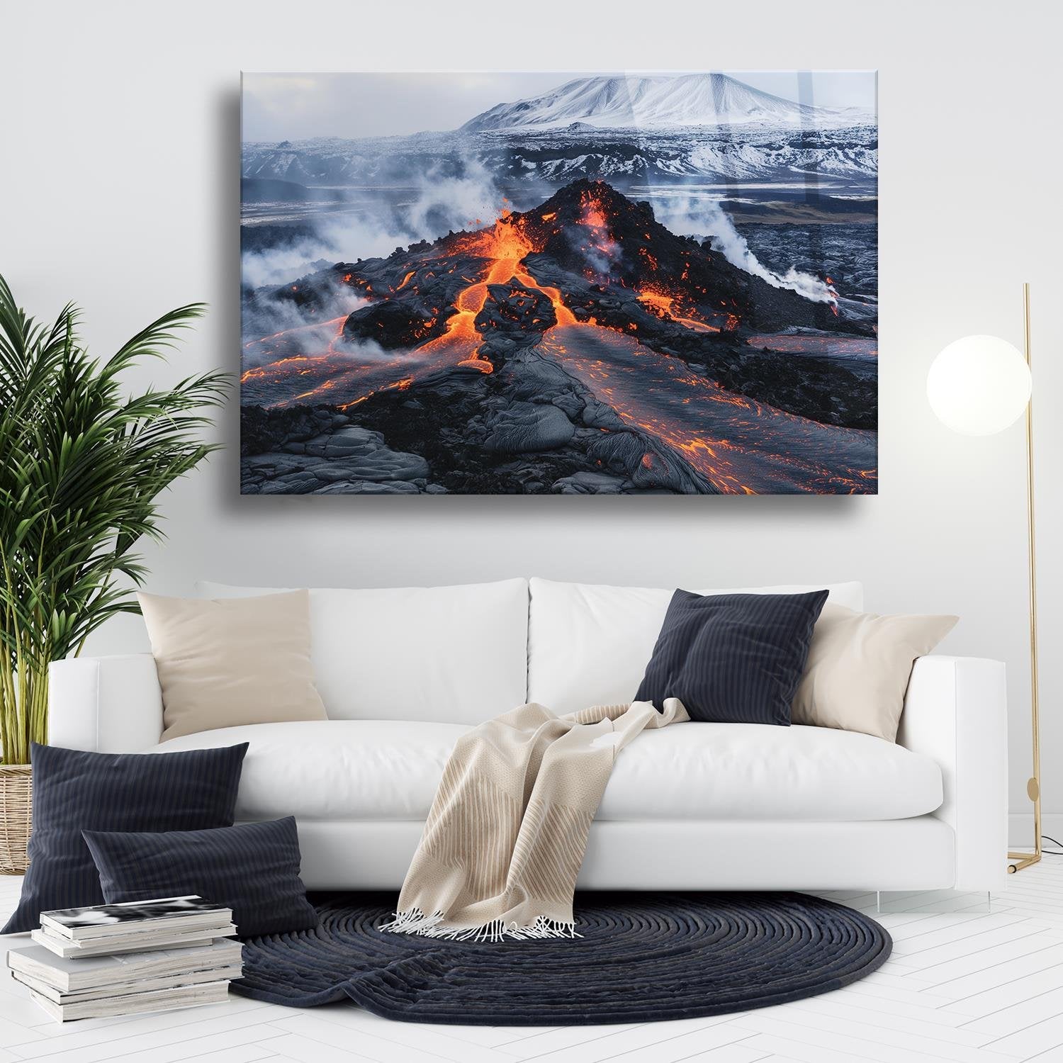 Volkanik Patlama Temalı Cam Tablo