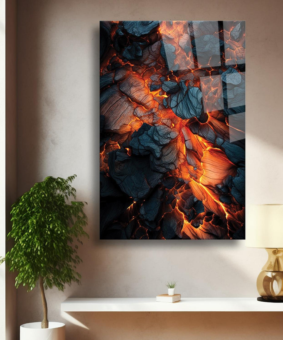 Volkanik Patlama Temalı Cam Tablo
