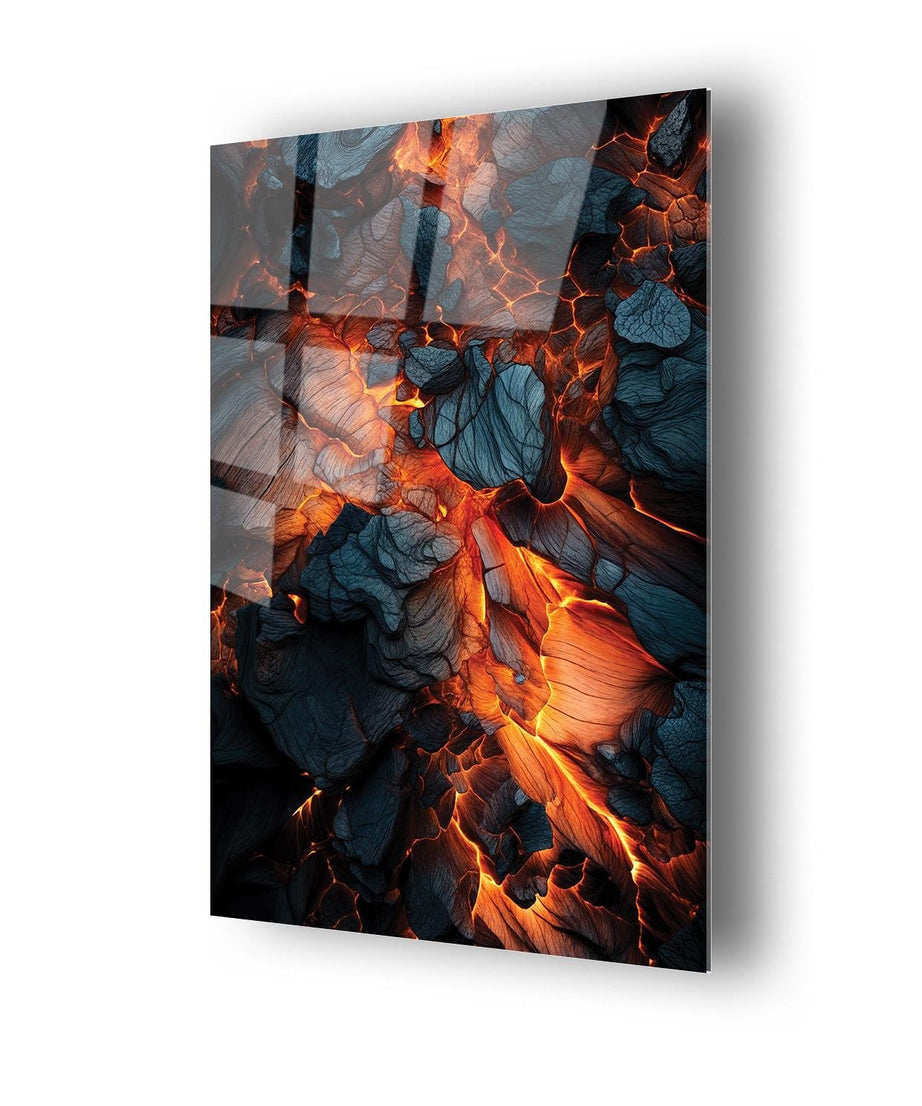 Volkanik Patlama Temalı Cam Tablo
