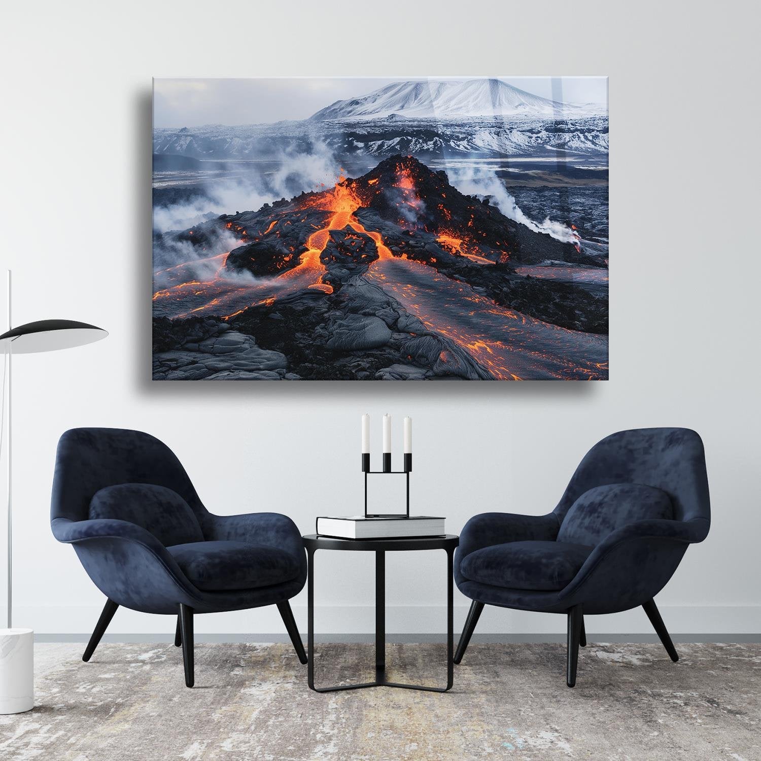 Volkanik Patlama Temalı Cam Tablo